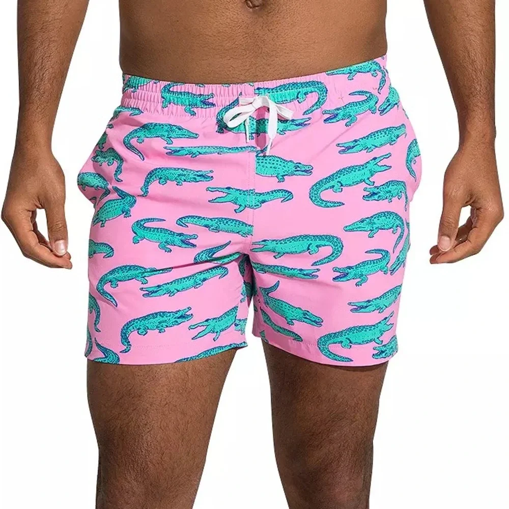 Chubbies Pink Swim Trunks with Alligator Print 5.5 length - Picture 1 of 4
